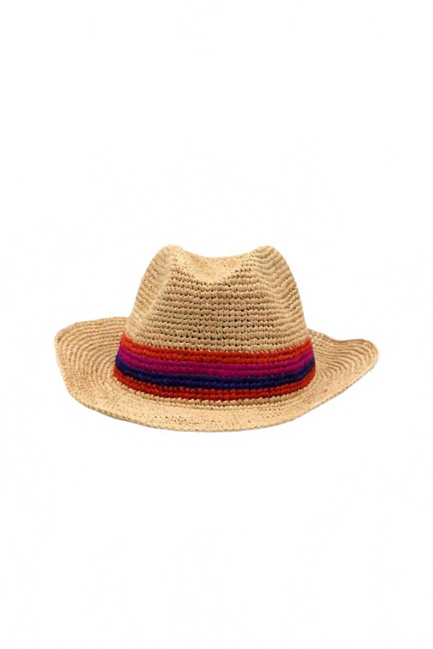 NEW SHEBOBO women's crochet fedora hat in coral /fuchia